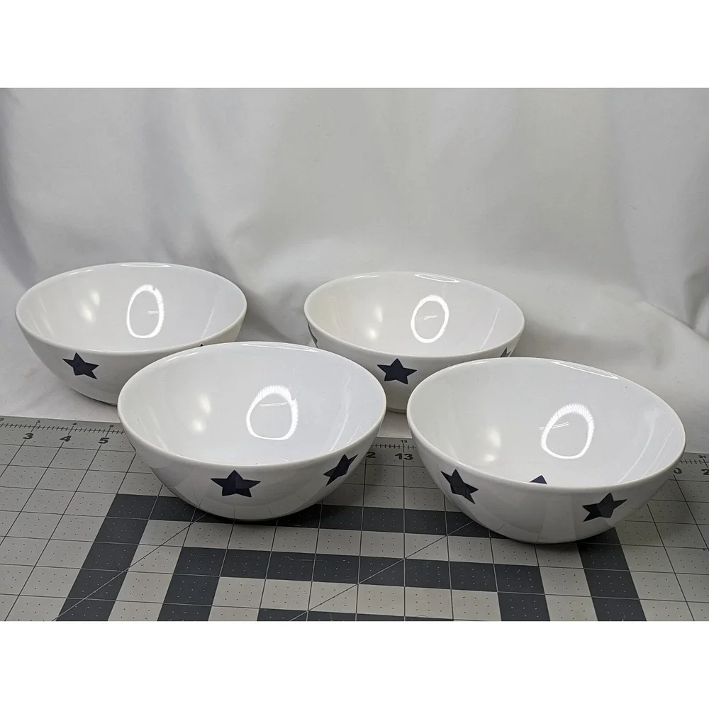 IKEA Blue Star White Bowl Lot of 4 155 41